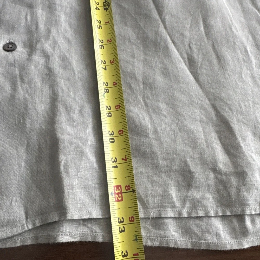 Banana Republic RELAXED Fit 100% Irish Linen Short Sleeve Shirt Green Men's  XL